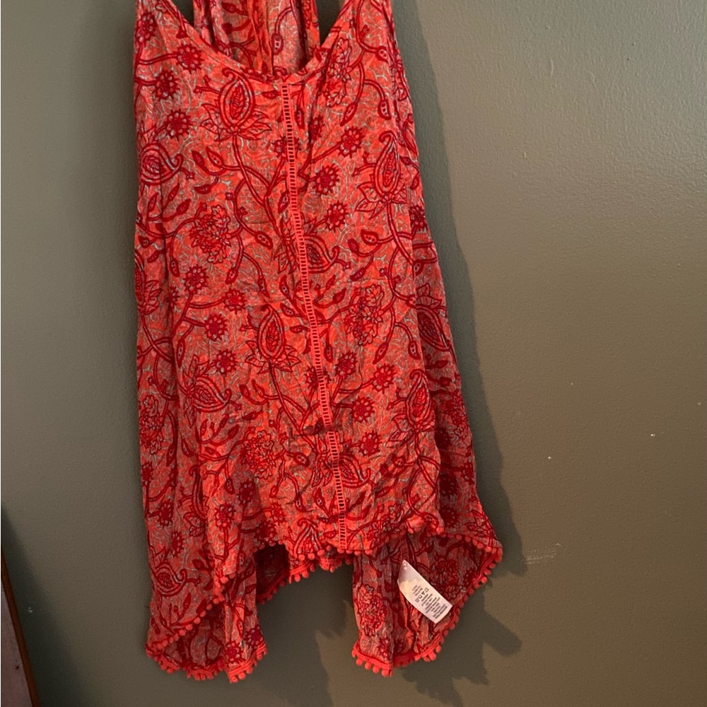 Red, orange and pink boho tank top.